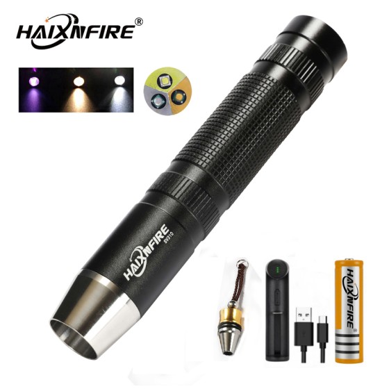 HaixnFire SV310 5W White Yellow UV 365nm Flashlight Gem Amber Jade Black Light Torch